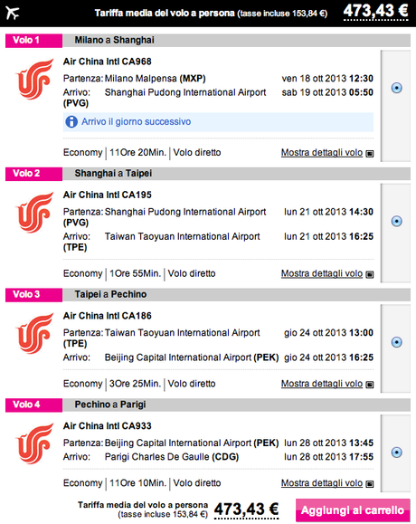 Errore prezzo Air China: Voli multi tratta in Asia per 470 euro!