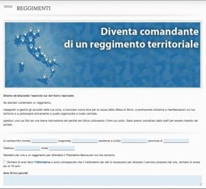 Il modulo per diventare comandante di reggimento dell'esercito della libertà a sostegno di Silvio Berlusconi