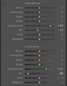 i valori dl pannello HSL