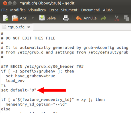 COnfigurazione di Grub originale
