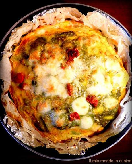 LASAGNA DI CREPES AL PESTO CON MOZZARELLA, ZUCCHINE, FAGIOLINI E POMODORINI