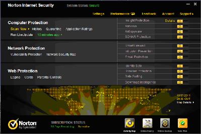 norton Internet security 2013 interfaccia