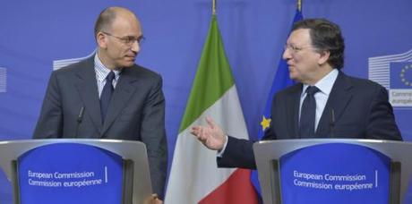 Enrico Letta, on the left, and José Manuel Barroso