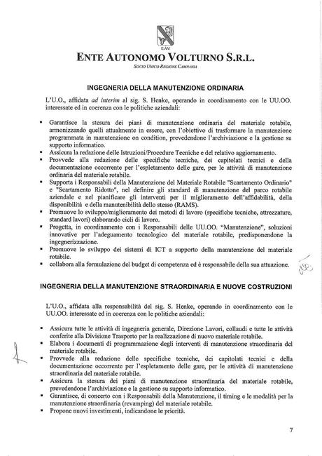 EAV - DIREZIONE OPERATIVA DIVISIONE TRASPORTO E MATERIALE ROTABILE Funzioni, struttura e nomi