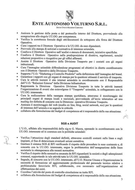 EAV - DIREZIONE OPERATIVA DIVISIONE TRASPORTO E MATERIALE ROTABILE Funzioni, struttura e nomi