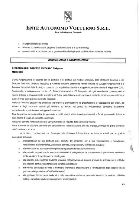 EAV: NUOVA STRUTTURA DI 1° LIVELLO