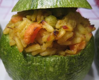 Zucchine? Sìììììì ma tonde e con ripieno di riso al curry