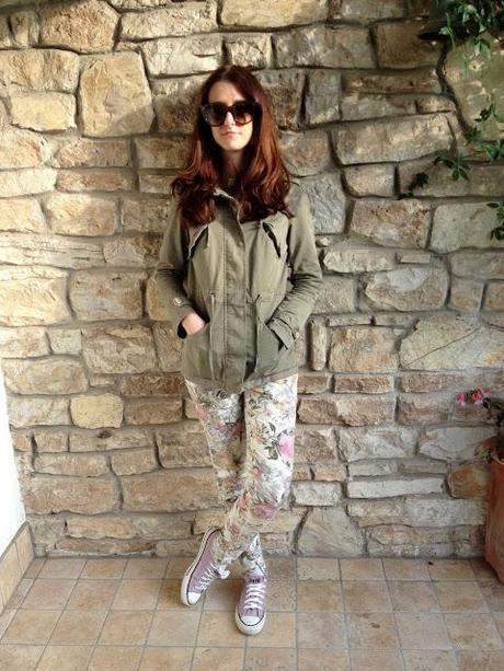 Outfit || Parka and flowers