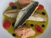 Sgombro all’arancia, salsa fiori zucca, mousse pomodori secchi gocce glassa balsamica