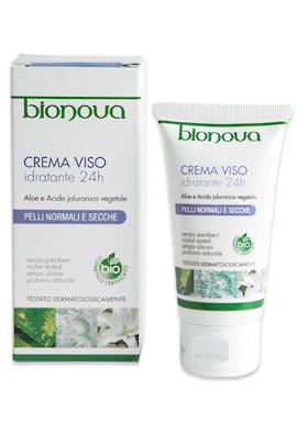 Bionova. Crema Viso Idratante 24h per pelli normali e secche.