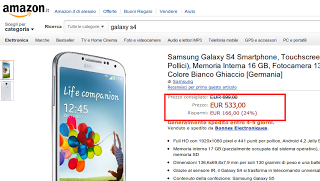 Samsung Galaxy S4 a 533 euro su Amazon