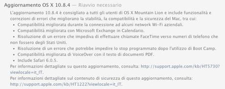 Apple rilascia un nuovo update per il suo sistema operativo Mountain Lion