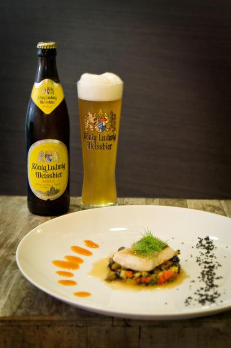 Merluzzo caramellato con birra Koenig Ludwig Weissbier