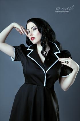 Retro pin-up black&white tailored dress