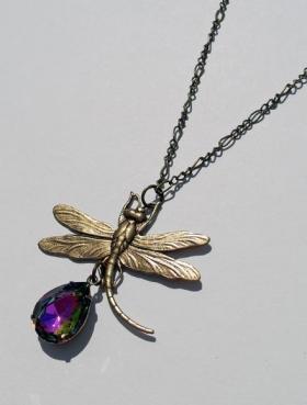 Vintage inspired dragonfly necklace