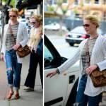 Katherine Heigl, sporty chic a passeggio. L'attrice ha scelto dei jeans boyfriend strappati, molto trendy!