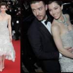Jessica Biel insieme a Justin Timberlake durante il Festival di Cannes