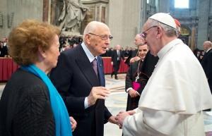 Giorgio Napolitano incontra papa Francesco Presidente della Repubblica, Giorgio Napolitano, papa Francesco, Quirinale, Vaticano, Santa Sede, Benedetto XVI, Ratzinger