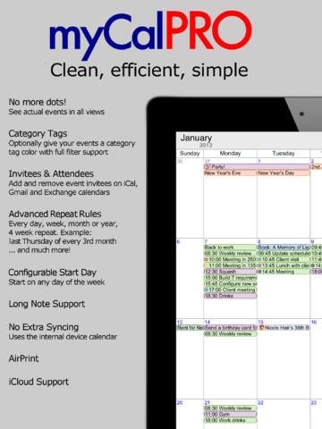 myCal PRO: Calendar & Event Organizer iPad