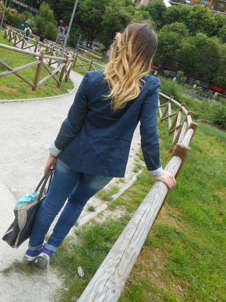 Outfit denim e pizzo