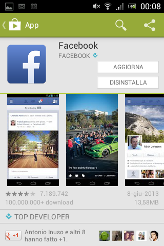 Nuovo aggiornamento per Facebook per Android