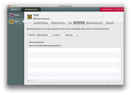 IFP configuration recording