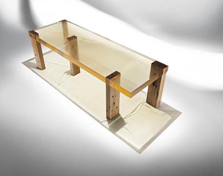 Ammann Gallery_Wood fossil table by Nucleo for Ammann Gallery.