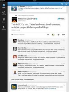 Princeton, bomba, twitter, evacuazione, campus