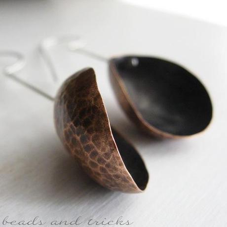 Orecchini guscio, argento sterling e rame