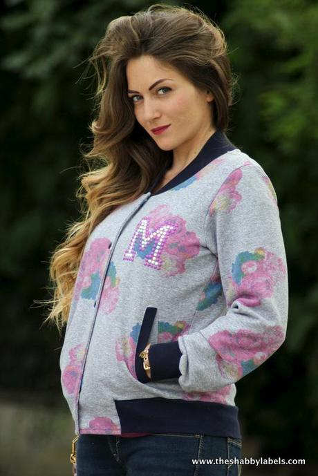 Varcity jacket Flowers Print