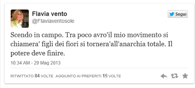 Flavia Vento crea il suo partito e scende in politica