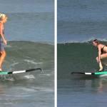Indonesia, ragazze russe fanno surf con i tacchi a spillo (video)