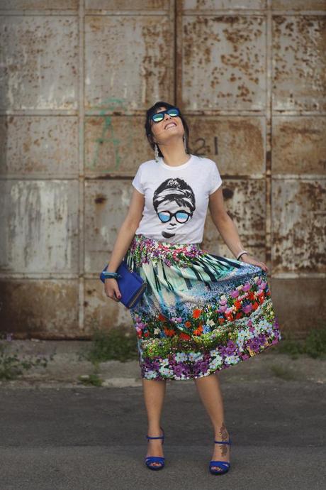 Smilingischic, fashion blog, gonna a corolla, gonna a fiori Asos, Flowers, dreams and a special t-shirt , Tee Trend 