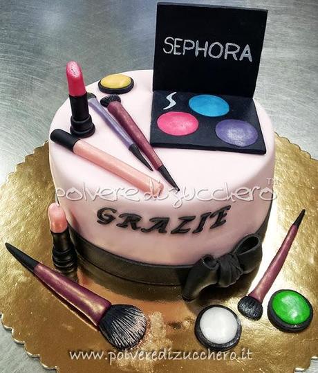 Torta Trucchi e pennelli  Sephora in pasta di zucchero