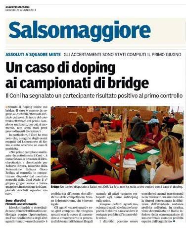 Giocatore di Bridge positivo all’antidoping!