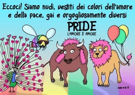 animali fieri e virili vestiti a festa con i colori del pride