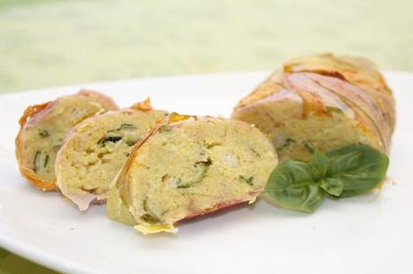 Rotolo di fiori di zucchina e mortadella farcito