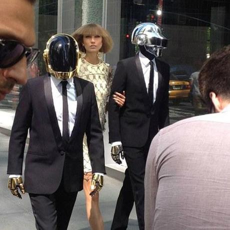 Karlie Kloss filming with the Daft Punk in Chloé