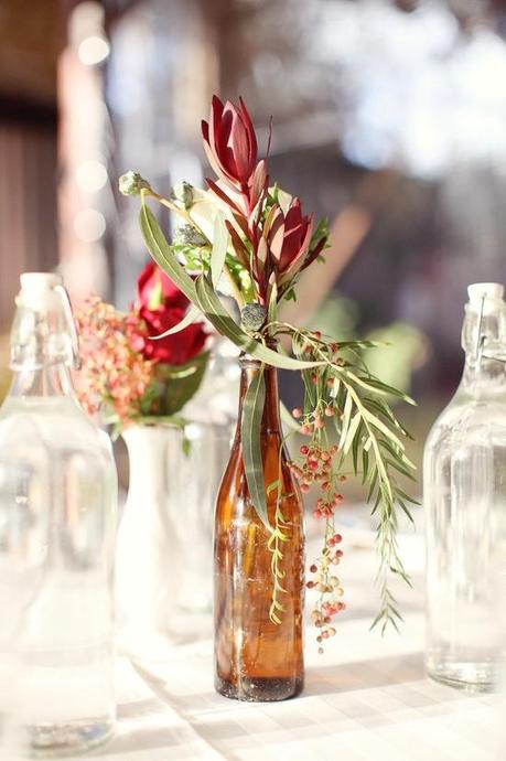 old-glass wedding centerpieces