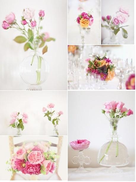 old-glass wedding centerpieces