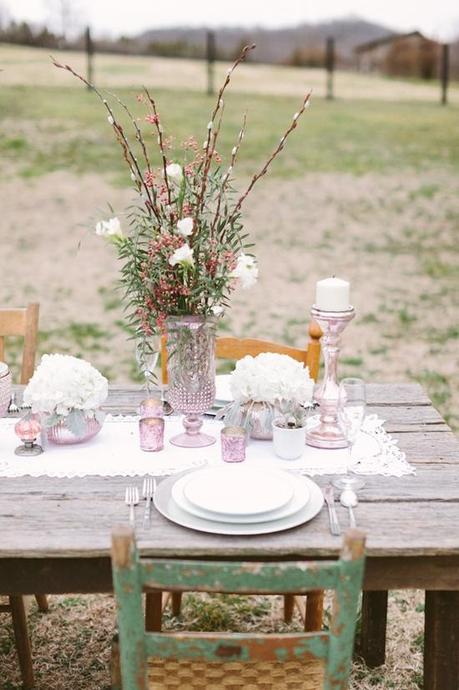 old-glass wedding centerpieces