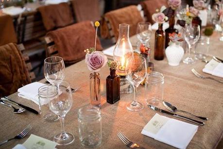 old-glass wedding centerpieces