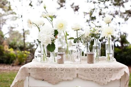 old-glass wedding centerpieces