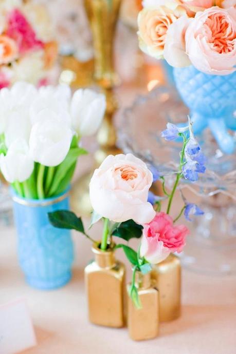 old-glass wedding centerpieces