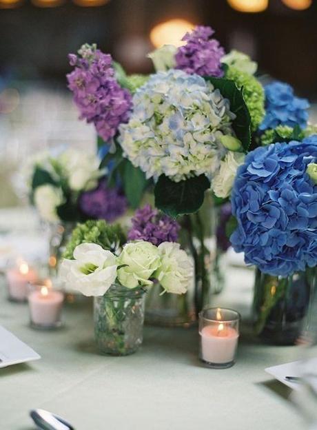 old-glass wedding centerpieces