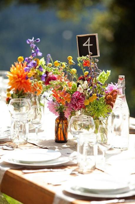 old-glass wedding centerpieces