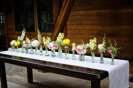 old-glass wedding centerpieces