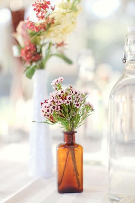 old-glass wedding centerpieces