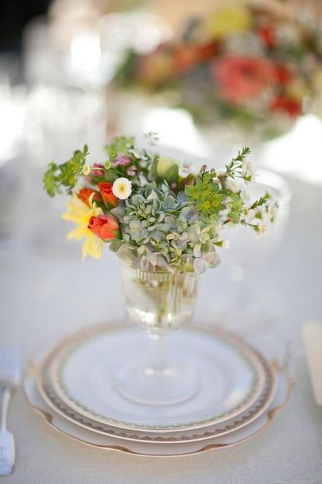 old-glass wedding centerpieces