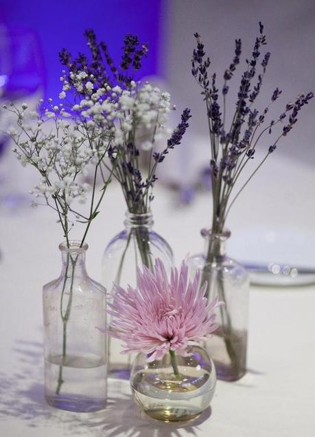 old-glass wedding centerpieces